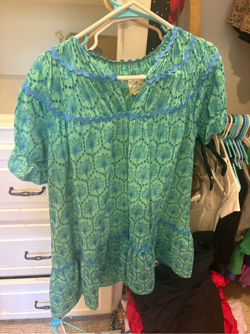 Umgee Ruffle-Trim Green Floral Print Women's Dress